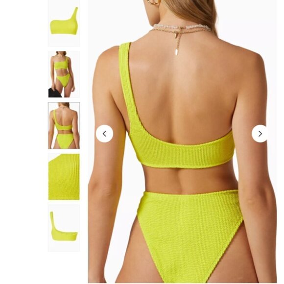 Good American Always Fits Bikini Top Miami Green One Shoulder Size Small/ Medium - Picture 2 of 3